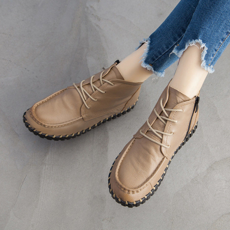 Oxford Lace Up Women - Giày Da Thật Nữ Thu Đông