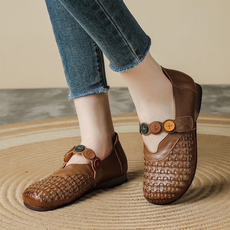 Women'S Shoes Hands Free - Women Genuine Leather Mary Jane Shoes