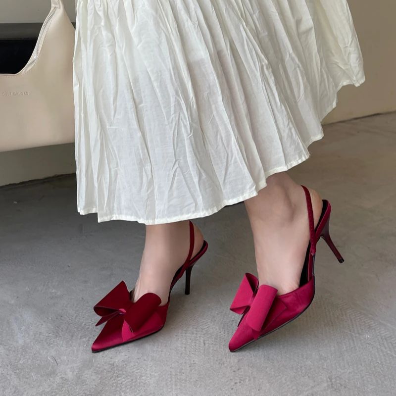 Women'S Shoes Burgundy - Burgundy Stiletto Heel Pumps Woman Pointed