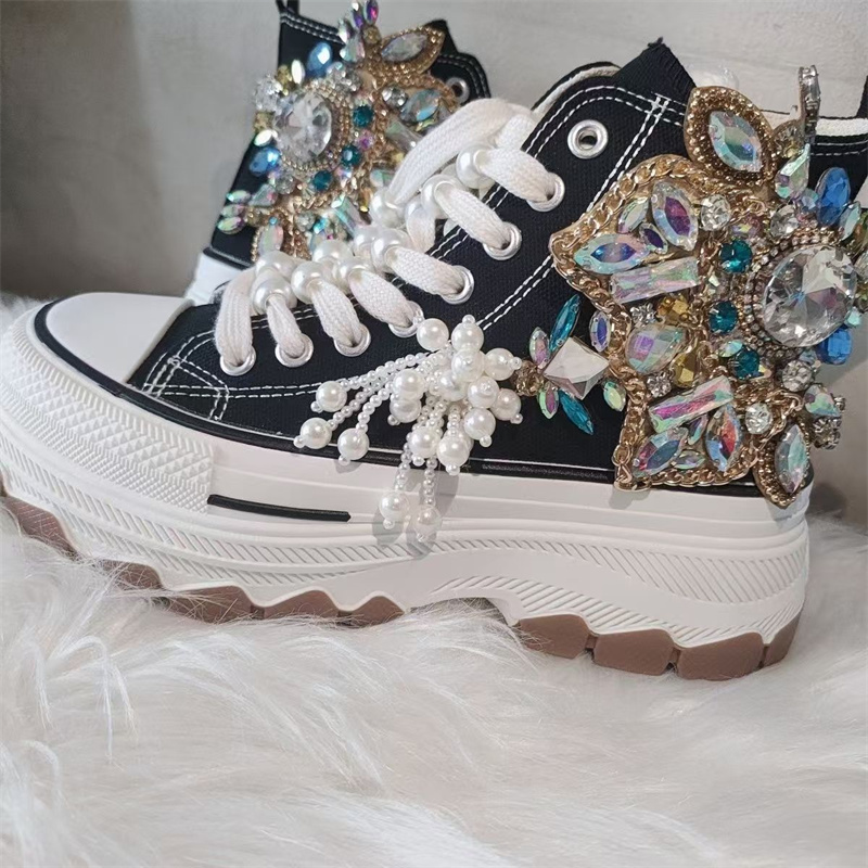 Women'S Shoes Hands Free - Thick Sole High Top Nailed Bead