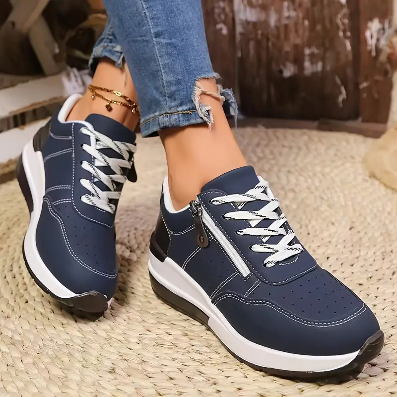 Oxford Lace Up Women - Women Side Zipper Platform Sneakers Lace‑Up