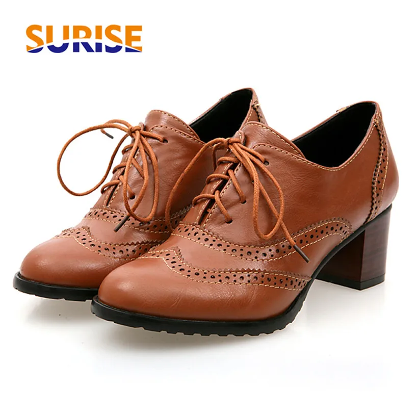 Oxford Lace Up Women - British Women Oxfords High Block Heels