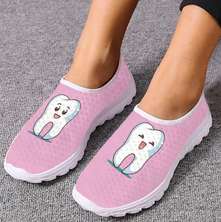 Women'S Shoes For Tennis - Lovely Cartoon Tooth Pattern Mesh High