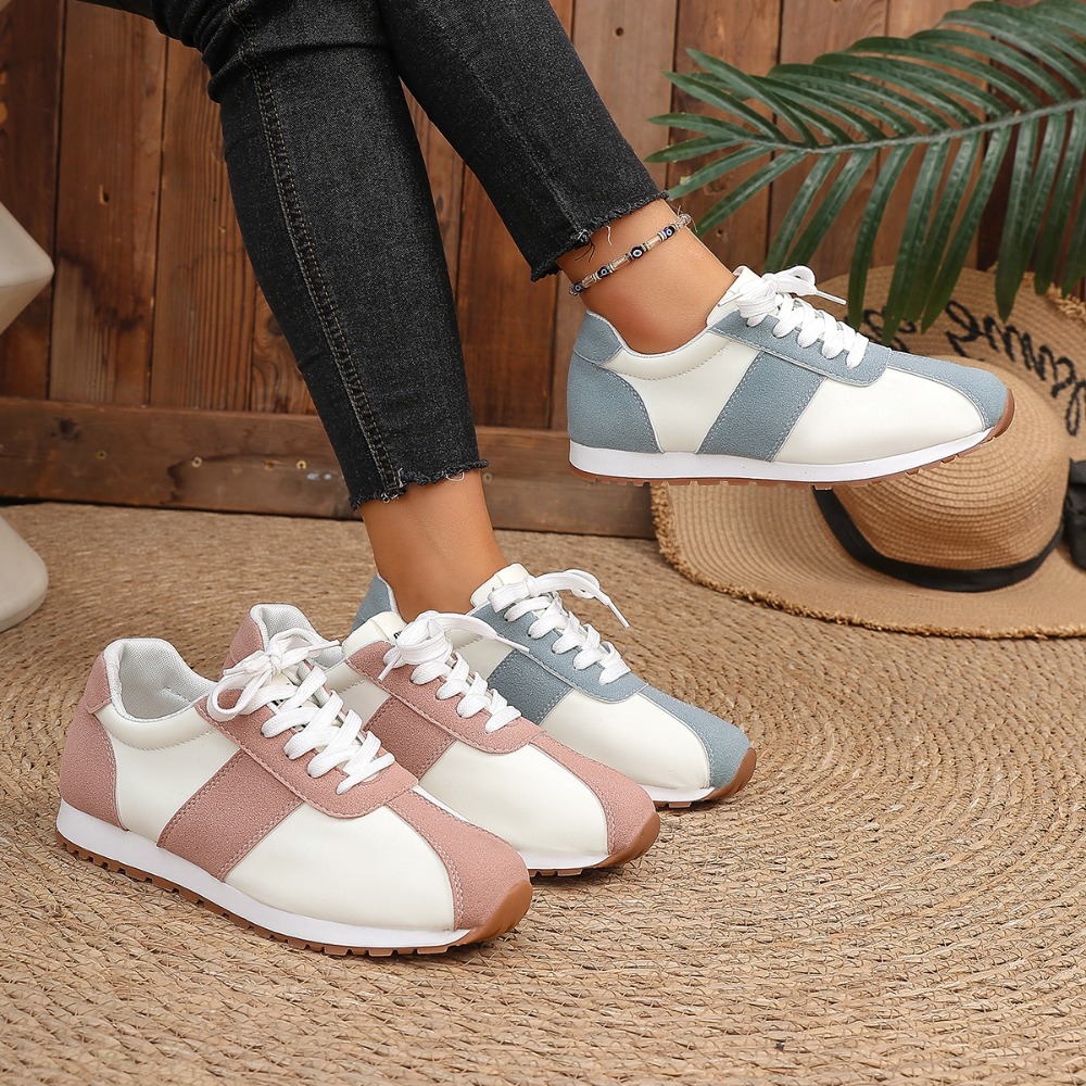 Women'S Shoes Casual Sneakers - Women Color Block Sneakers Lace Up