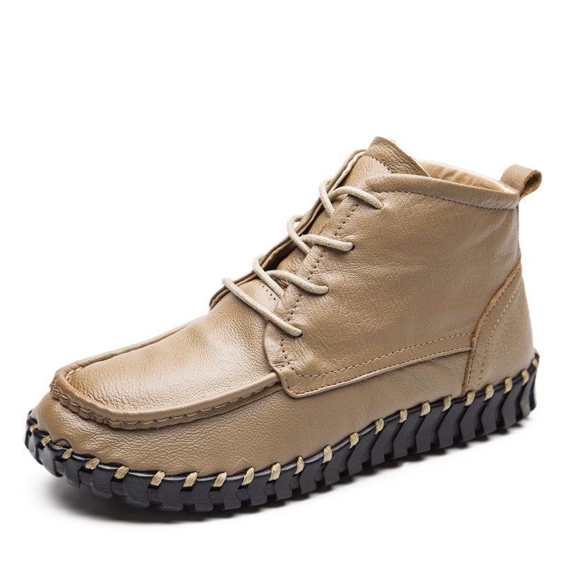 Giày Da Thật Nữ Thu Đông Phối  - đánh giá và giá Oxford Lace Up Women