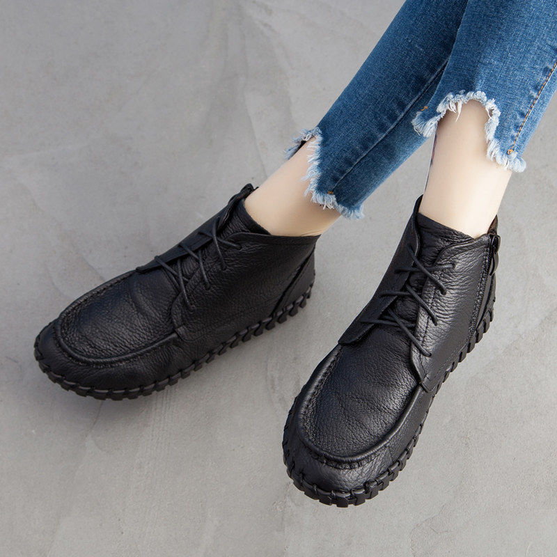 Giày Da Thật Nữ Thu Đông Phối  - đánh giá và giá Oxford Lace Up Women