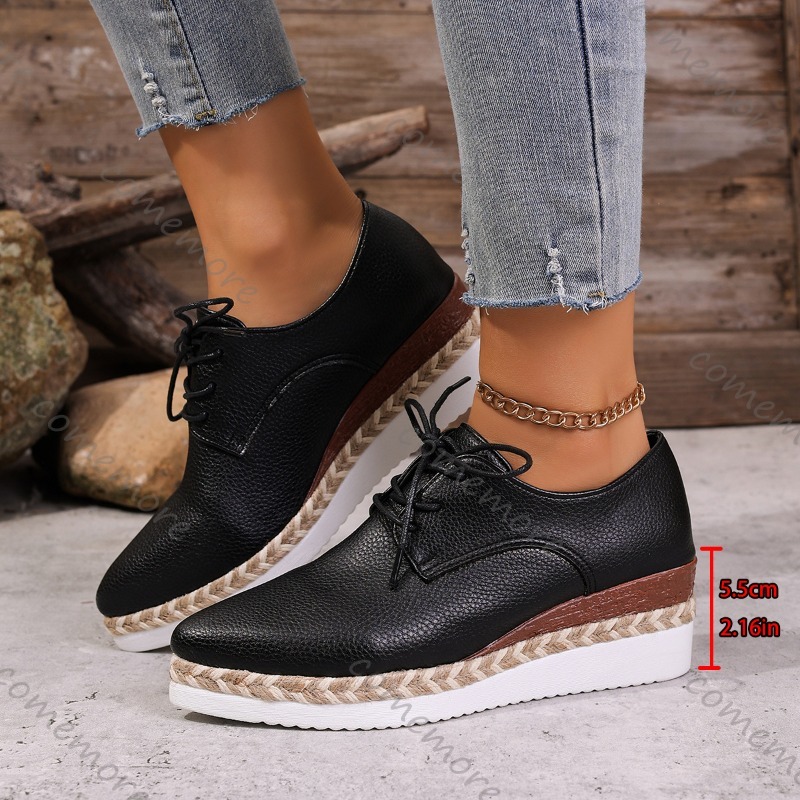 Leather Lace-Up Women's Wedge  - đánh giá và giá Oxford Lace Up Women