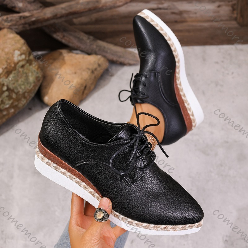 Leather Lace-Up Women's Wedge  - đánh giá và giá Oxford Lace Up Women