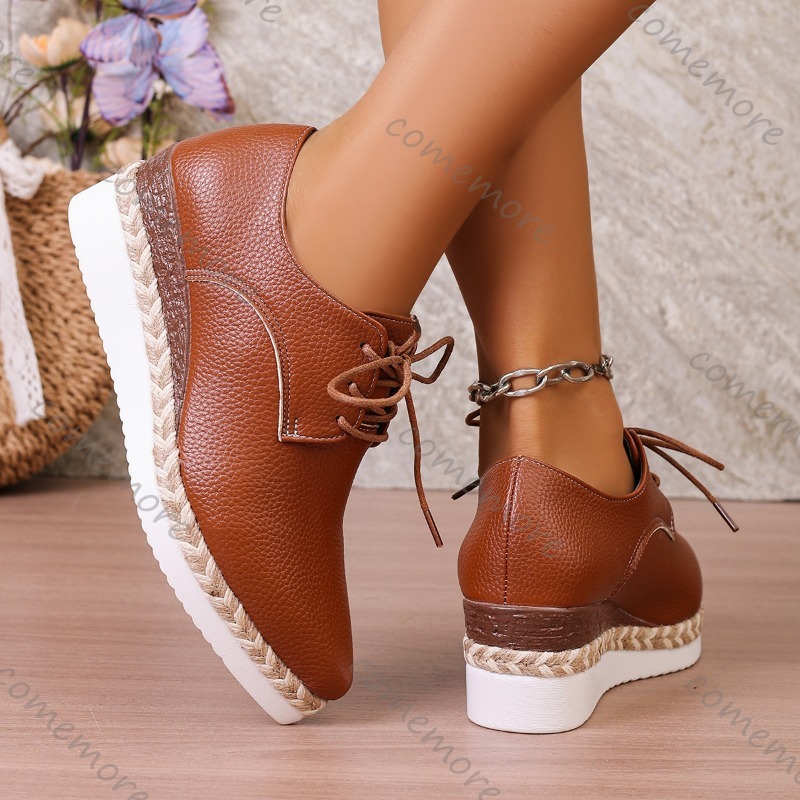 Leather Lace-Up Women's Wedge  - đánh giá và giá Oxford Lace Up Women