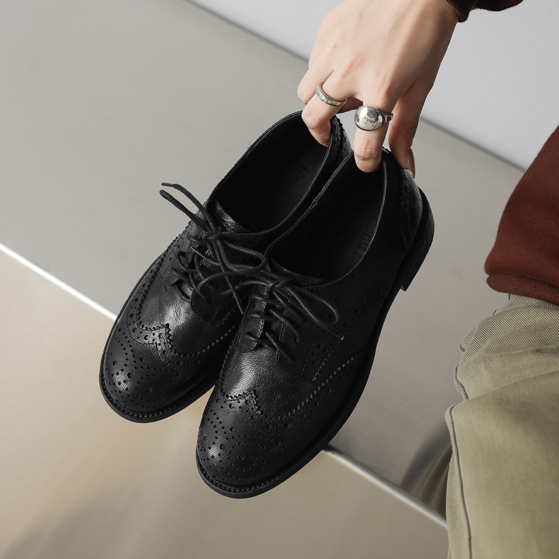 EAGSITY Cow leather brown brog - đánh giá và giá Oxford Lace Up Women