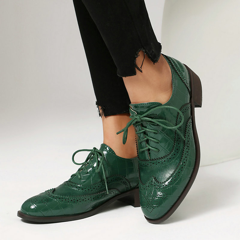 Women Stone Print Brogue Oxfor - đánh giá và giá Oxford Lace Up Women