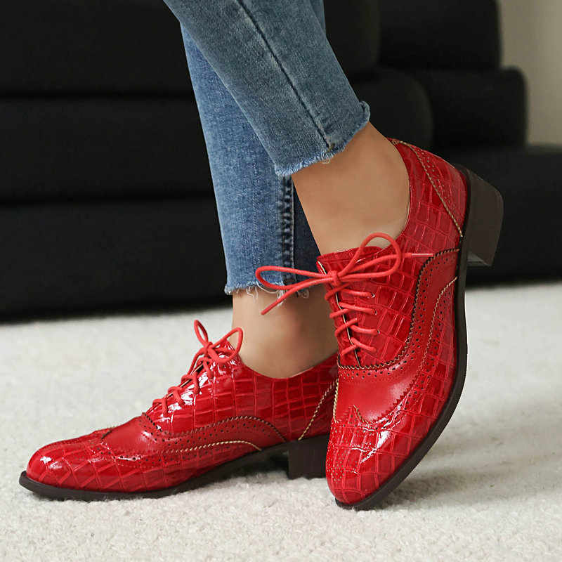 Women Stone Print Brogue Oxfor - đánh giá và giá Oxford Lace Up Women