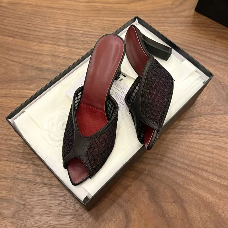 Women Fishnet Mesh Peep Toe Mu - đánh giá và giá Square Toe Mule