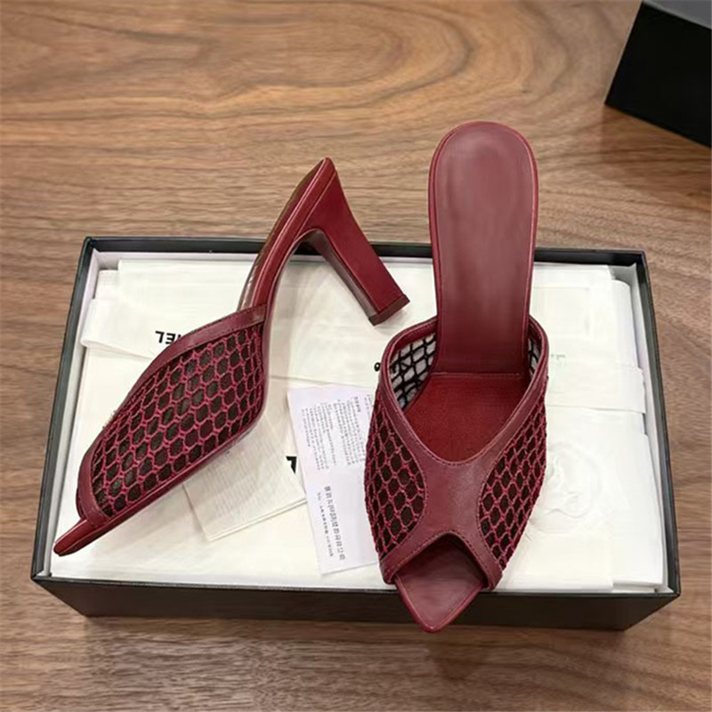 Women Fishnet Mesh Peep Toe Mu - đánh giá và giá Square Toe Mule