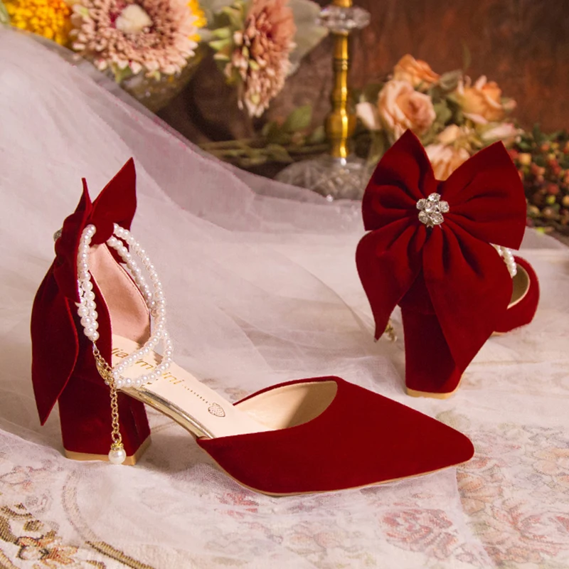 Luxury Pearl Chain Burgundy Re - đánh giá và giá Women'S Shoes Burgundy