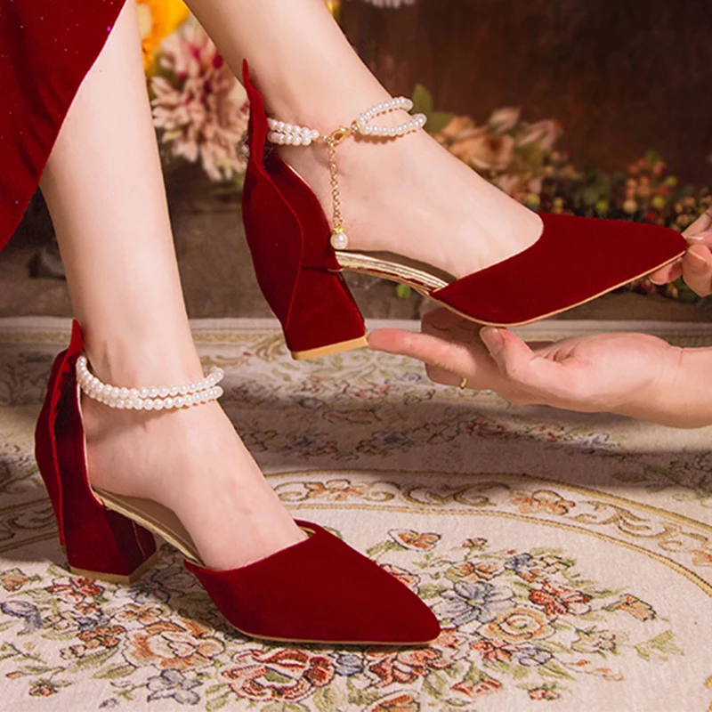 Luxury Pearl Chain Burgundy Re - đánh giá và giá Women'S Shoes Burgundy