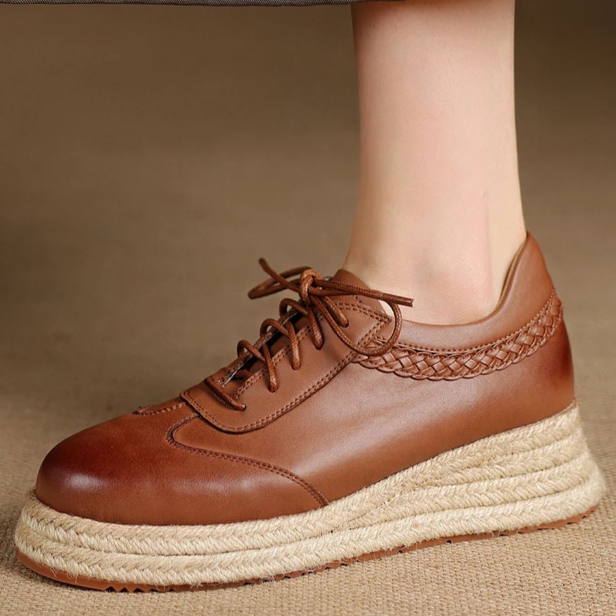 EAGSITY Cow Leather brown oxfo - đánh giá và giá Oxford Lace Up Women