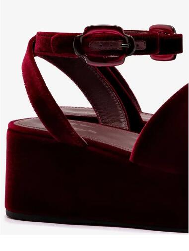 Burgundy Velvet Round Open Toe - đánh giá và giá Women'S Shoes Burgundy