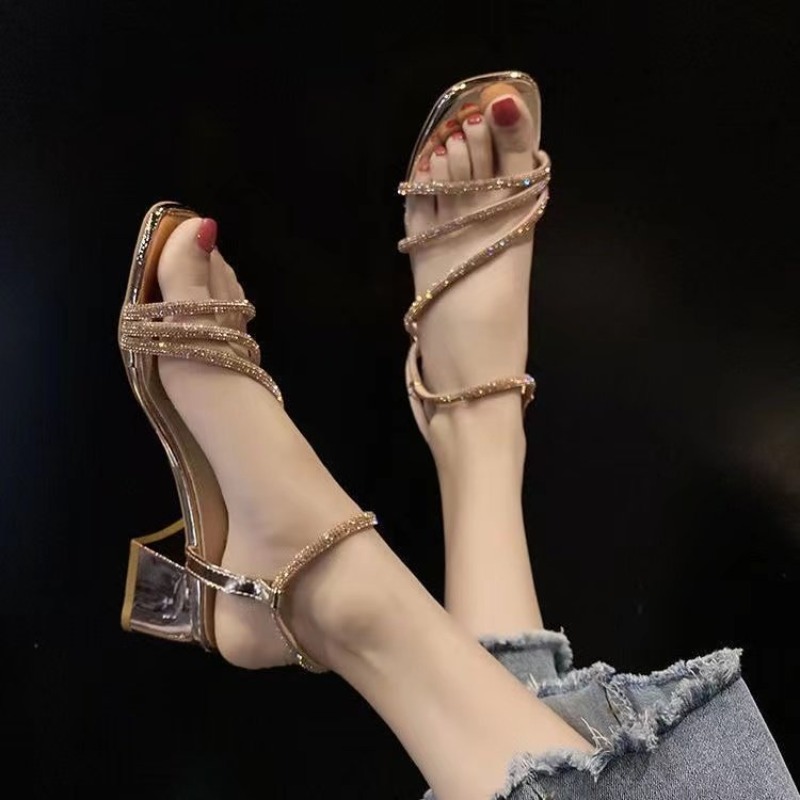 Fairy Style Rhinestone Thick H - đánh giá và giá Square Toe Mule