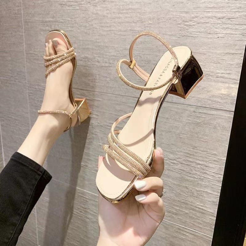 Fairy Style Rhinestone Thick H - đánh giá và giá Square Toe Mule