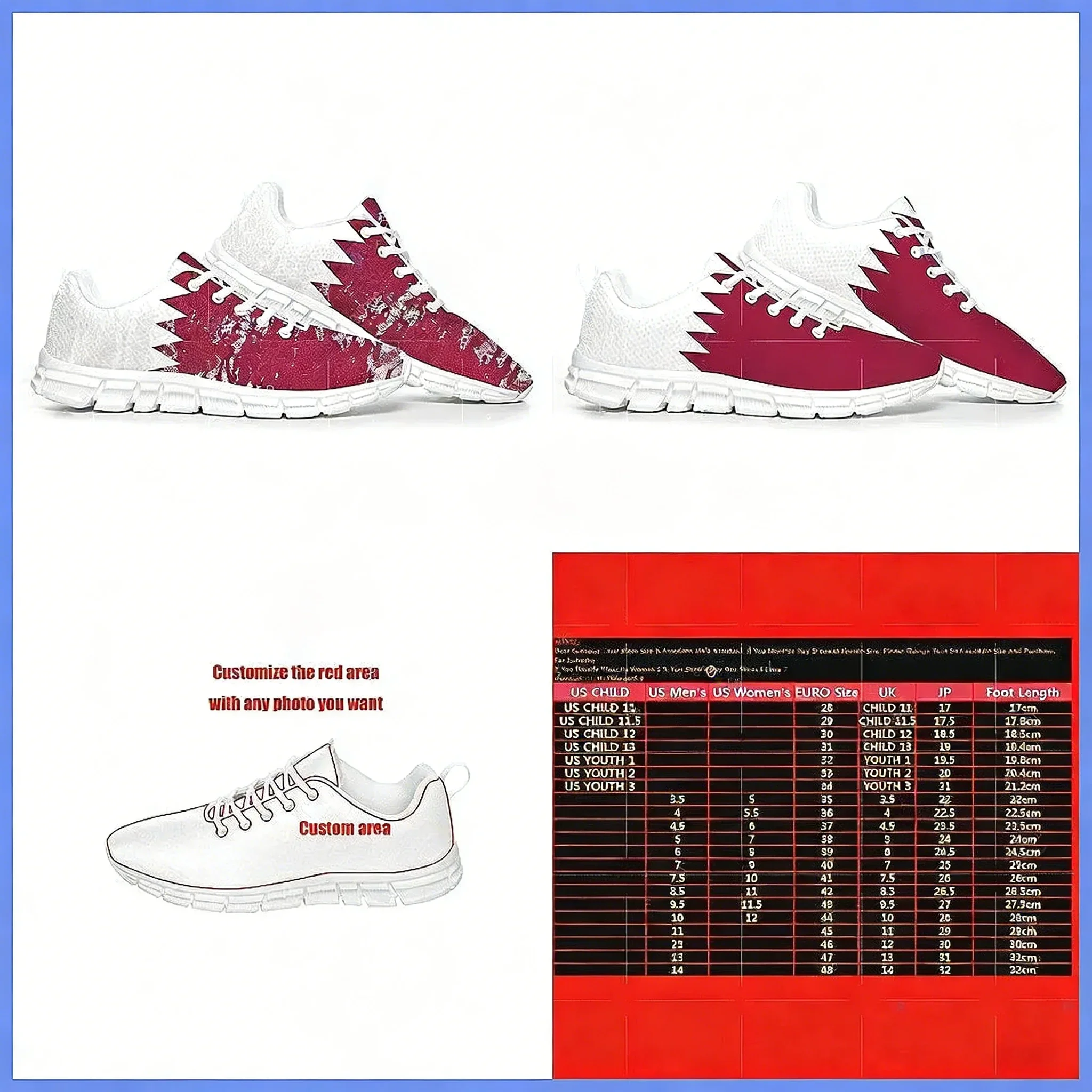 Qatar Flag Sports Shoes, Custo - đánh giá và giá Women Shoes Qatar