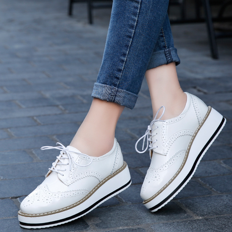 Phụ Nữ Cho Nữ Giày Da Dày Gót  - đánh giá và giá Oxford Lace Up Women