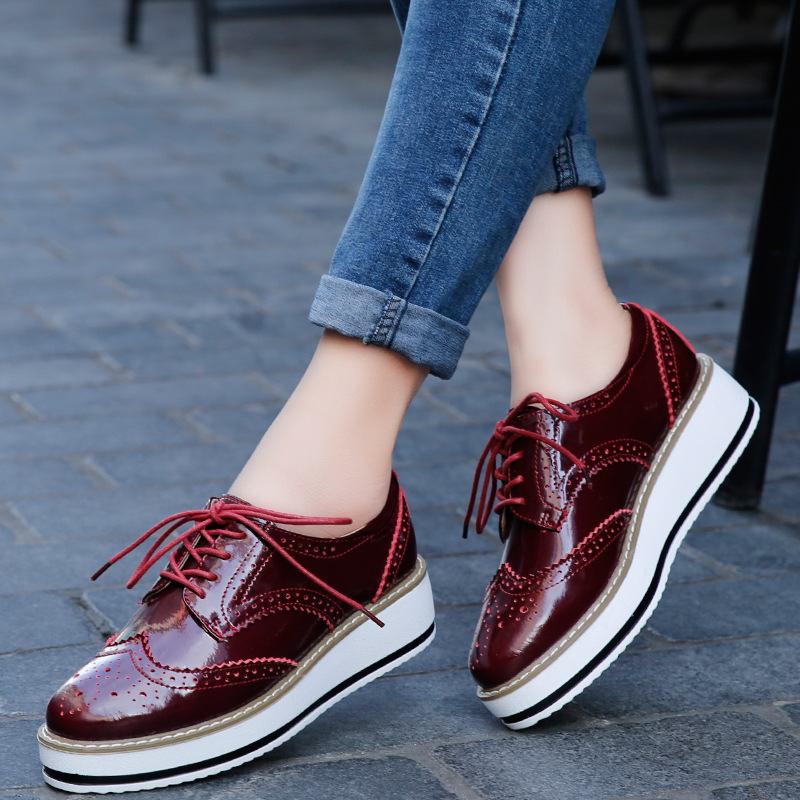 Phụ Nữ Cho Nữ Giày Da Dày Gót  - đánh giá và giá Oxford Lace Up Women