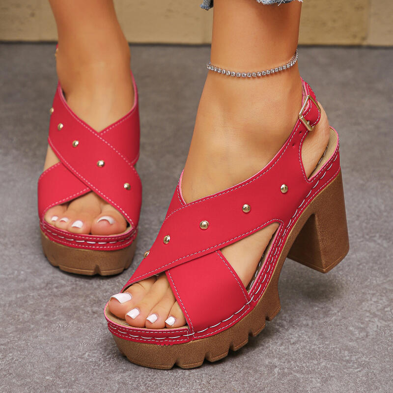 Vintage Super High Heel Cross  - đánh giá và giá Square Toe Mule